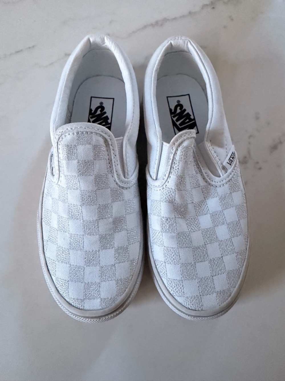 Vans Kids Checkerboard Slip-On Sneakers - White
